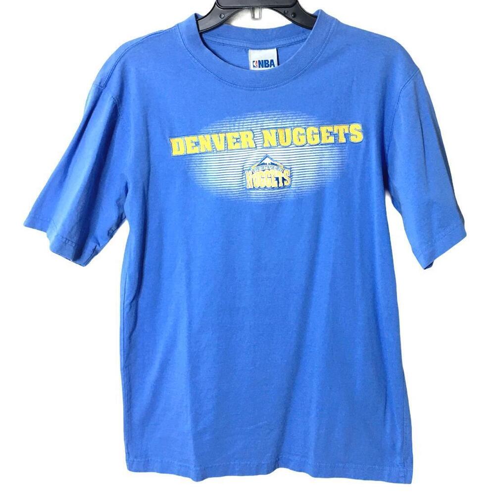 Nba Mens Denver Nuggets Blue Yellow T-Shirt Pullover Short Sleeve Size Medium
